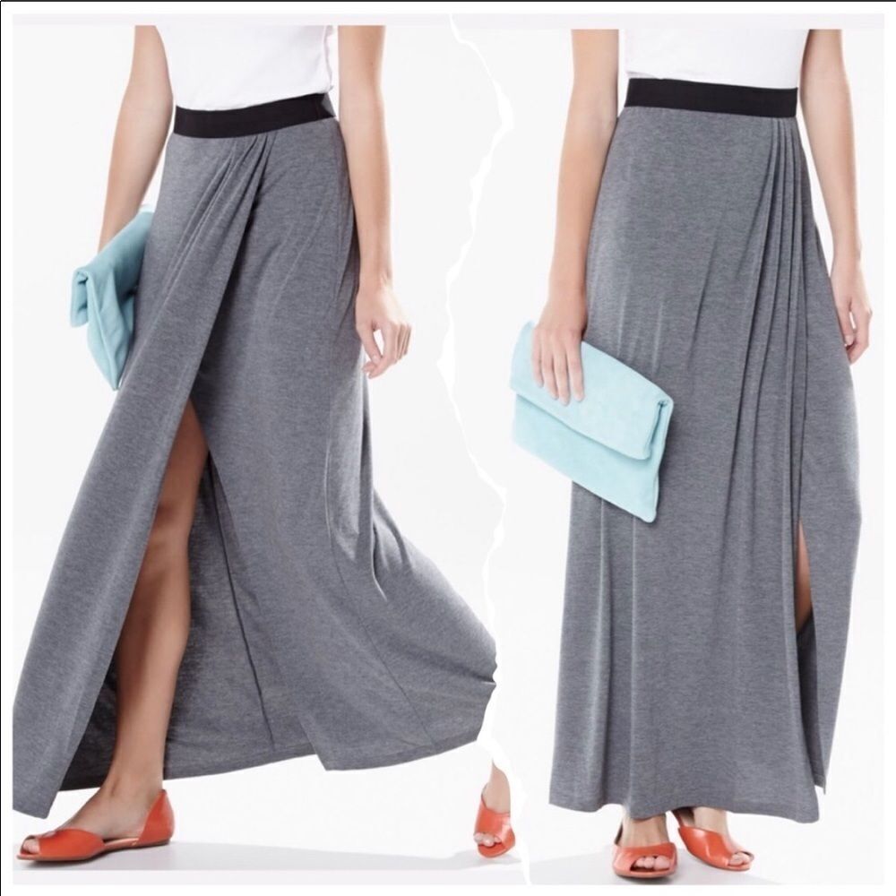 LOU & GREY | Wrap Style Maxi Skirt Heathered Gray & Black Women’s Size Small